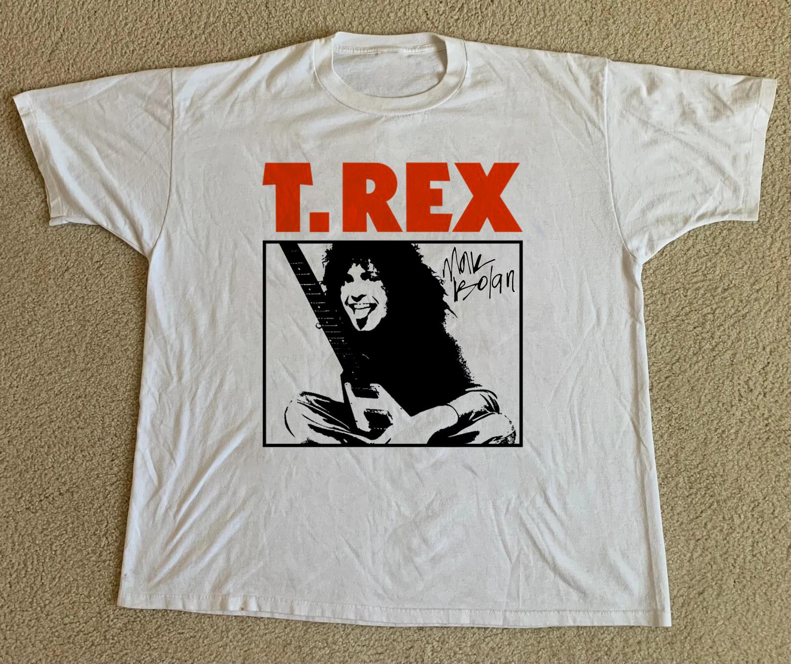 T Rex Marc Bolan Guitar Short SLeeve Cotton White All Size Shirt AH1837 XXXL
