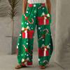 Women Fashion Christmas  Snowmen  Print Casual Loose Pants Plus Size Loose Pants