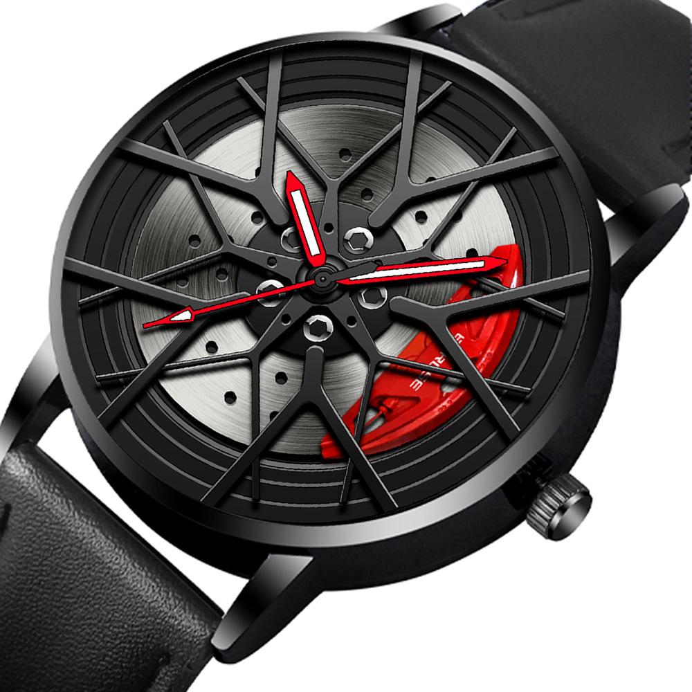 Boruse Trendy Locomotive Wheel Hub Watch Men'S Automatic Waterproof Luminous Quartz Watch