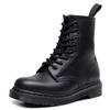 Martin Boots Women's Hard Leather Pure Black Line O Couple Short Boots Men's and Women's Leather Boots Round Head Trendy Locomotive Shoes