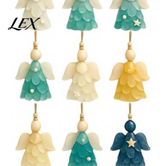 Ocean Theme Home Decor Sea Glass Angel Advent Calendar with 24 Hanging Ornaments for Christmas Tree Decoration, Exquisite Holiday Gift Box Handmade 2D