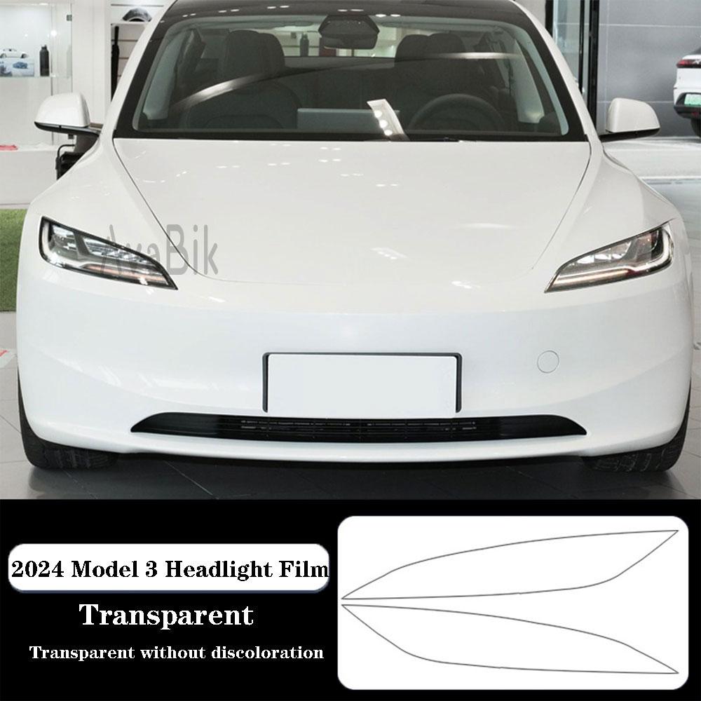 For Tesla Model 3 Highland 2024 PPF Headlight & Taillight Film Black Transparent Anti-scratch Self-healing Protection Stickers