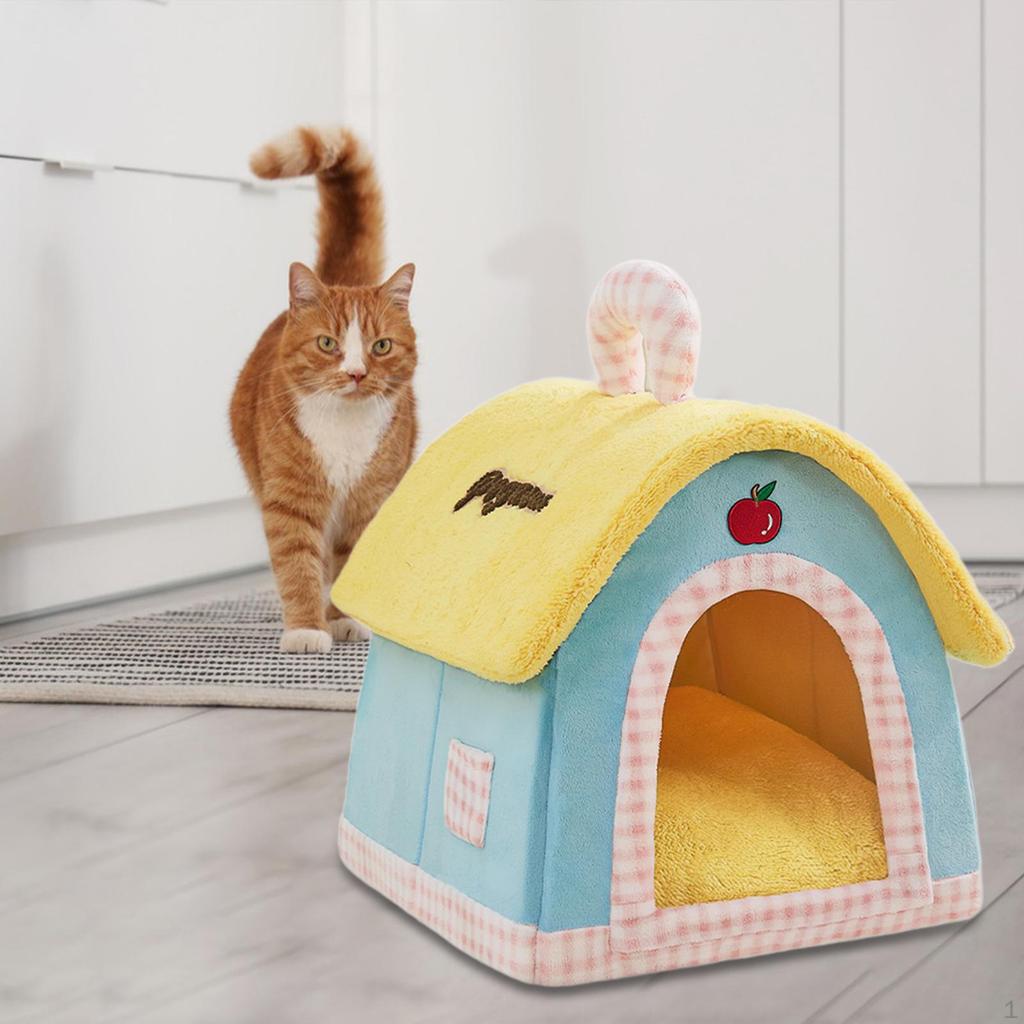 Cat House Kitten Cave for Indoor Cats Detachable Portable Removable Cushion Comfortable Sleeping