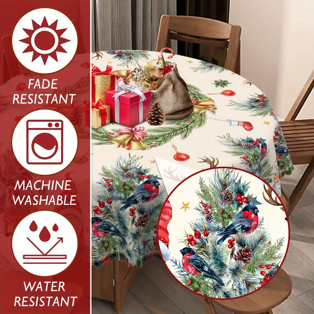 Świąteczny Krasnal Choinka Ostrokrzew Wodoodporny Obrus Dekoracja Stołu Zimowe Święta Obrus na Stół Kuchenny Jadalnię Dekoracje Świąteczne