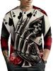 Men's Skull Graphic T-Shirts long Sleeve Skeleton 3D Print Street man t shirt autumn O-Neck Casual Y2k Top oversize Men clothing