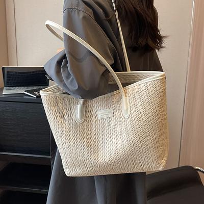 Woven Straw Bag Women's Large Capacity 2025 New Summer Versatile Shoulder Bag Texture Class Tote Bag