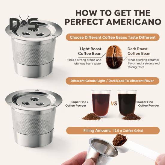 Stainless Steel Coffee Filter for K Cup Reusable Coffee Capsule Cup Fine Mesh Filter Design BPA-Free Easy To Use Refillable Coffee Filter for Ninja