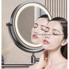 Łazienkowa przyssawka z lusterkiem do makijażu z podświetleniem, montowana na ścianie, wysuwana, składana, bez wiercenia, obrotowe powiększające lusterko kosmetyczne