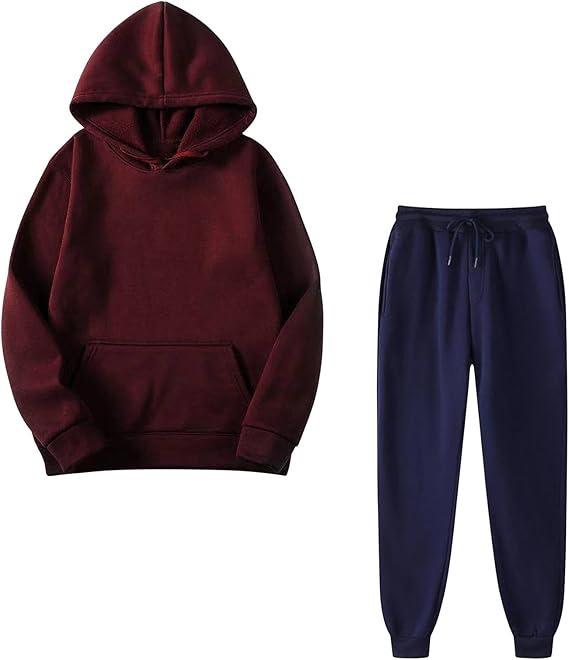 Men's Spring/Autumn Solid Color Hooded Sweatshirt & Casual Sports Two-Piece Set 2022
