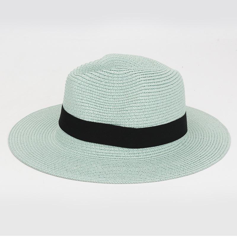 Foldable Wide Brim Raffia Panama Straw Sun Hat with Square Buckle - Breathable, UV Protection for Outdoors
