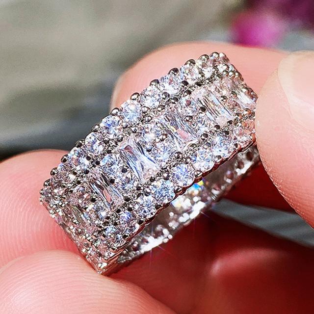 

Кольца на палец из цельного блестящего кристалла CZ для женщин, модный дизайн, универсальные аксессуары, роскошные женские свадебные украшения, подарок 10