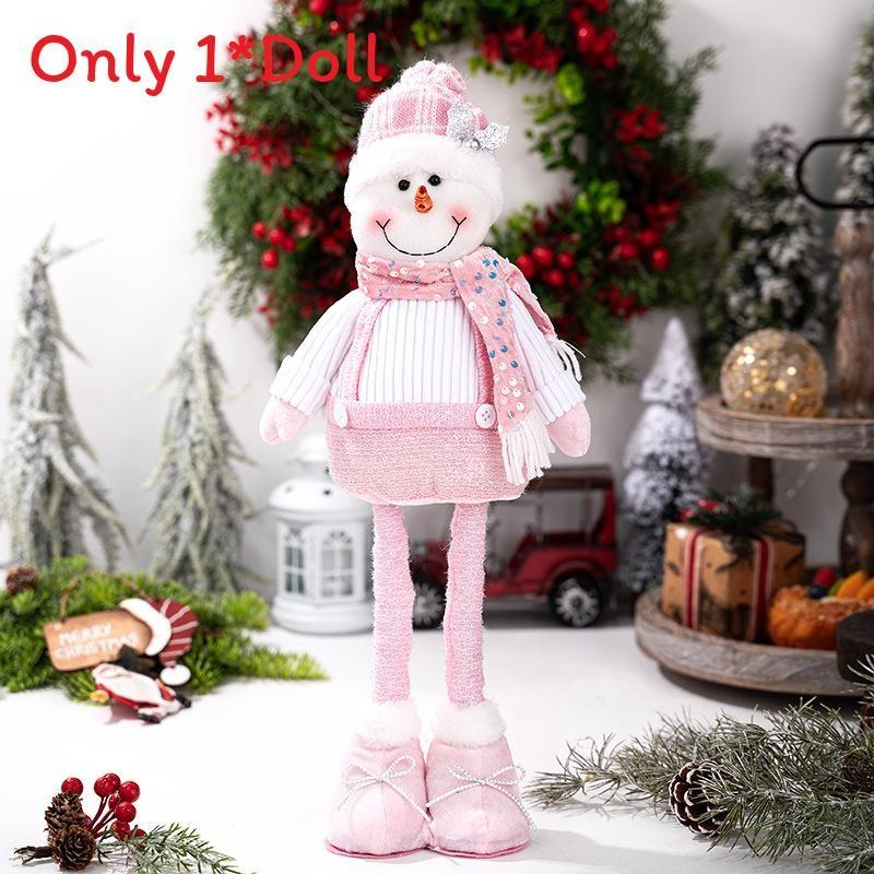 Christmas Plush Figurines Set With Glitter Fabric For Holiday Decor And Gift Giving