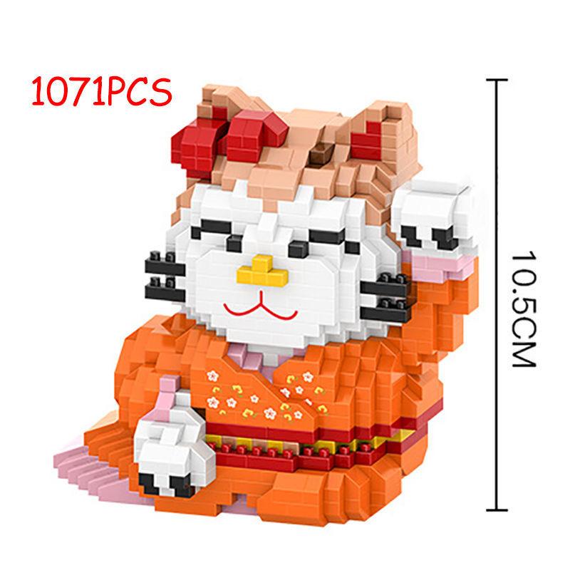 Mini Blocks Fortune Cat Assemble Anime Figure Building Toy New Year Gifts Cartoon Brinquedos Adult Collection Christmas Present