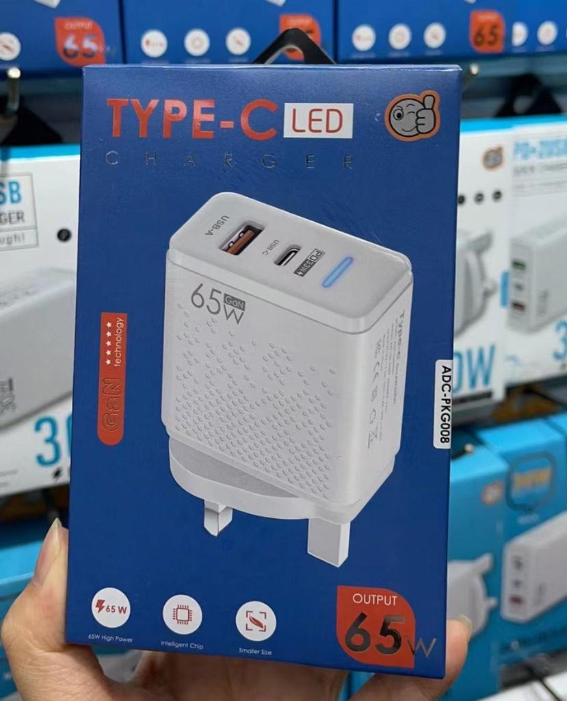 Multi-Port LED USB+PD Type-C Fast Charger with US, EU, UK Plugs