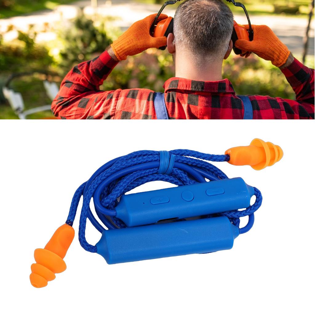 Earplug Headphone 29dB Noise Reduction IPX5 Water Proof Rechargeable Neckband Earbuds for Construction Site Workshop