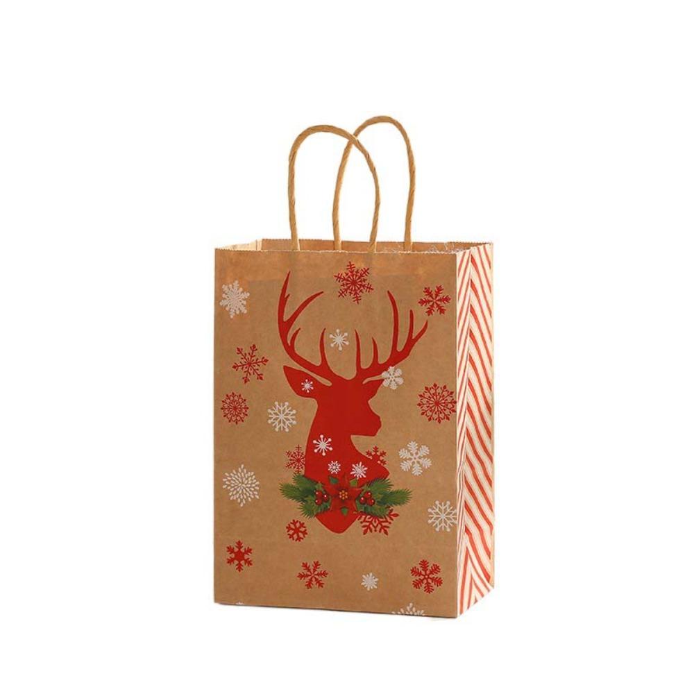 10Pcs Kraft Paper Gift Packaging Bags Reusable Tote Bag Practical Christmas Gift Bag  New Year