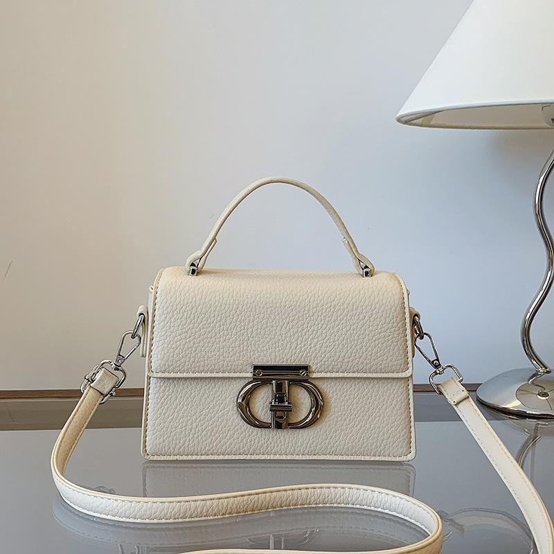 New Lychee Pattern Lock Bag Portable Shoulder Messenger Women's Bag