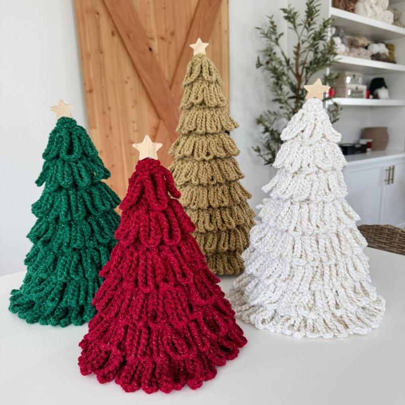 1 Piece of Cartoon Hand-woven Christmas Tree Desktop Decoration Ornaments Christmas Simulation Christmas Tree