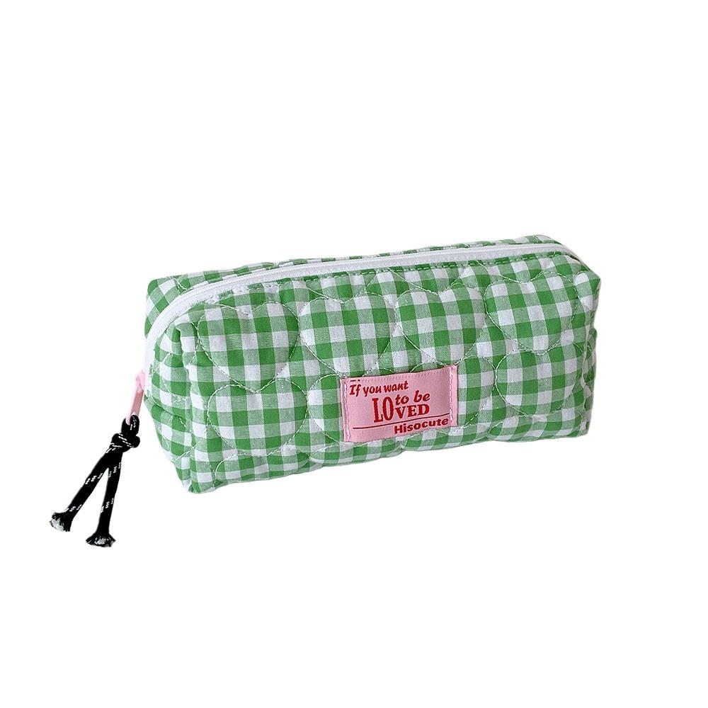 Stoff Koreanisches Karomuster Schreibwarentasche Federtasche Federmäppchen Karomuster Herz-Federmäppchen Kinder Kinder