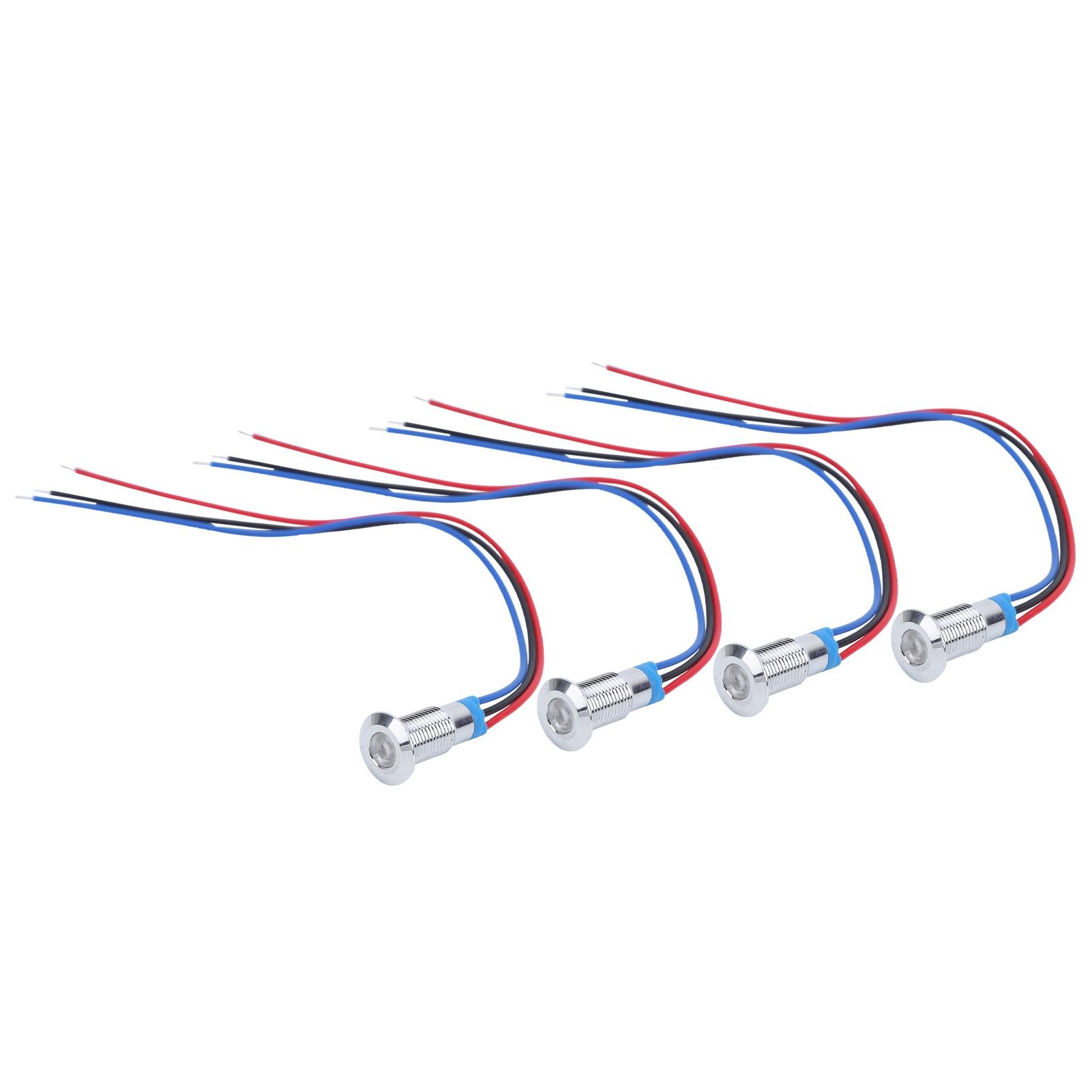 

4 комплекта светодиодных индикаторов, сигнальный свет, общий анод, водонепроницаемый, металлический, 2 цвета, 8 мм, 1224 В(красный зеленый ) синий/красный