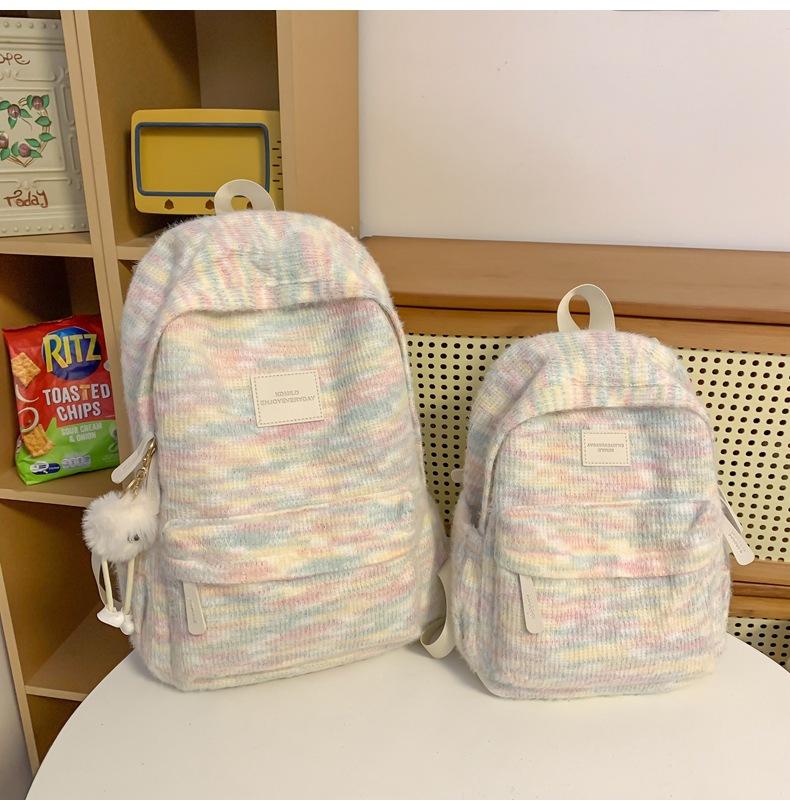 Schultasche Schüler Schultasche Kinder Klasse Grundschule Mädchen Frühlingstour Kleiner Rucksack Mittelschule Plüsch Gestreifter Rucksack