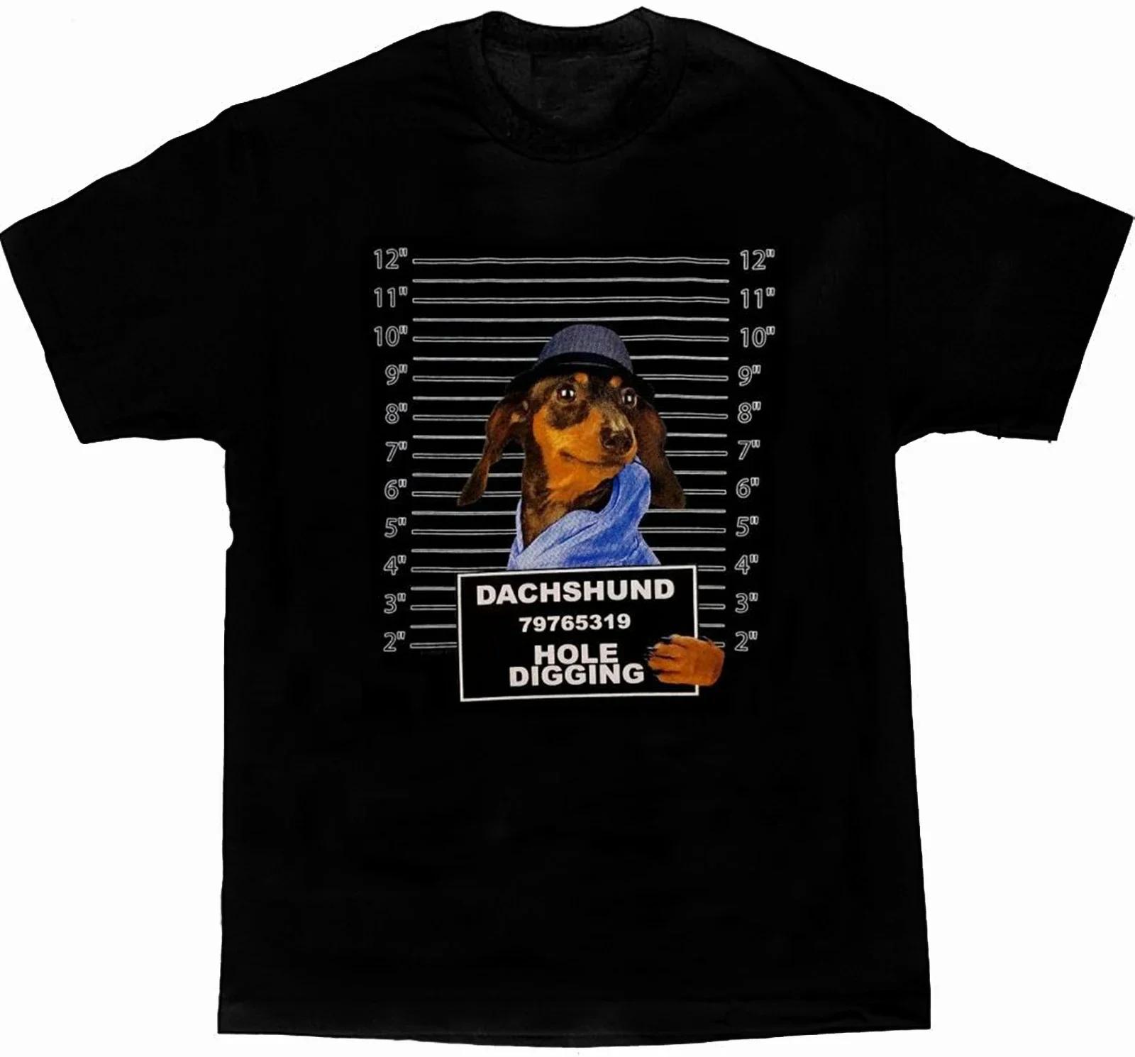 

Dachshund Mug Shot Printed Funny Dog Lovers Gift TShirt 100 Cotton ONeck Summer Short Sleeve Casual Mens Tshirt Size S3XL S