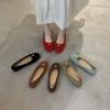 French Flat-bottomed Pearl Bow Red Single Shoes Women's 2025 New Gentle Evening Breeze Ballet Grandma Shoes