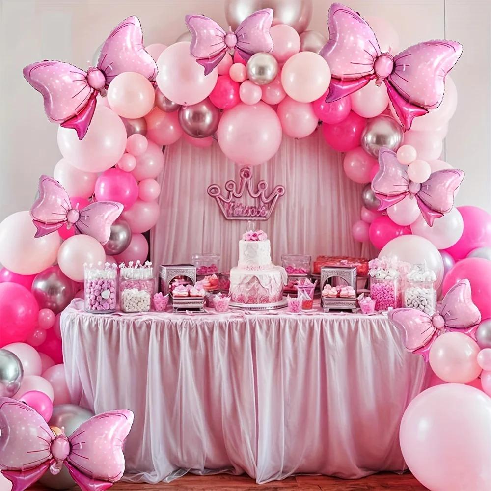 Bow Balloon Bow Tie Pink Balloon Mini large Bow Wedding Bride Shower Girl Birthday Gift Balloon  Bowknot Shape Foil Decoration