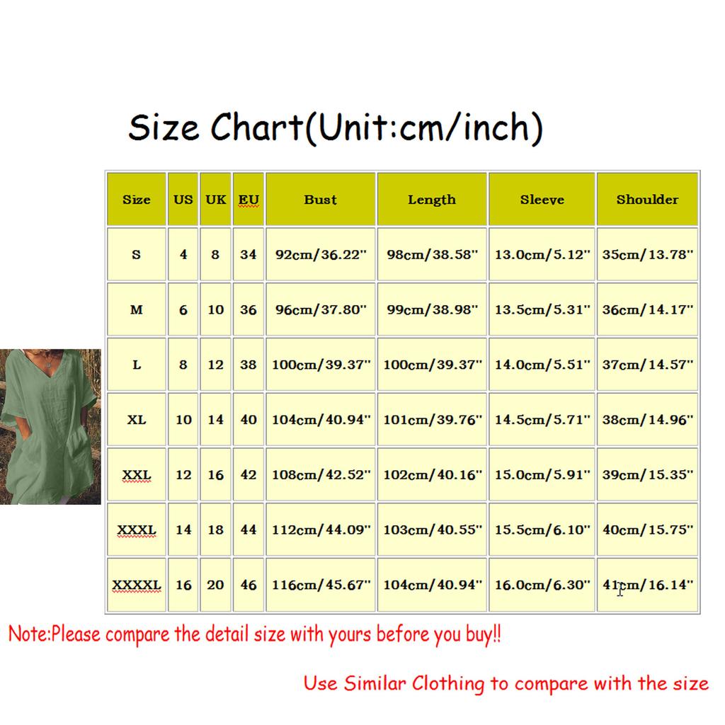 Women's Casual Color Mid-sleeve V-neck Pocket Cotton And Linen Dress