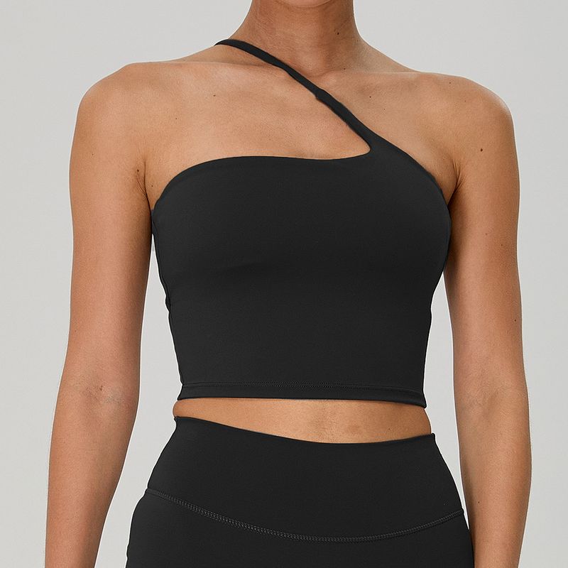 Foreign Trade New European and American Oblique Shoulder Beauty Back Yoga Nude Feel Yoga Clothes Top Outdoor Running Sports Fitness Vest Women