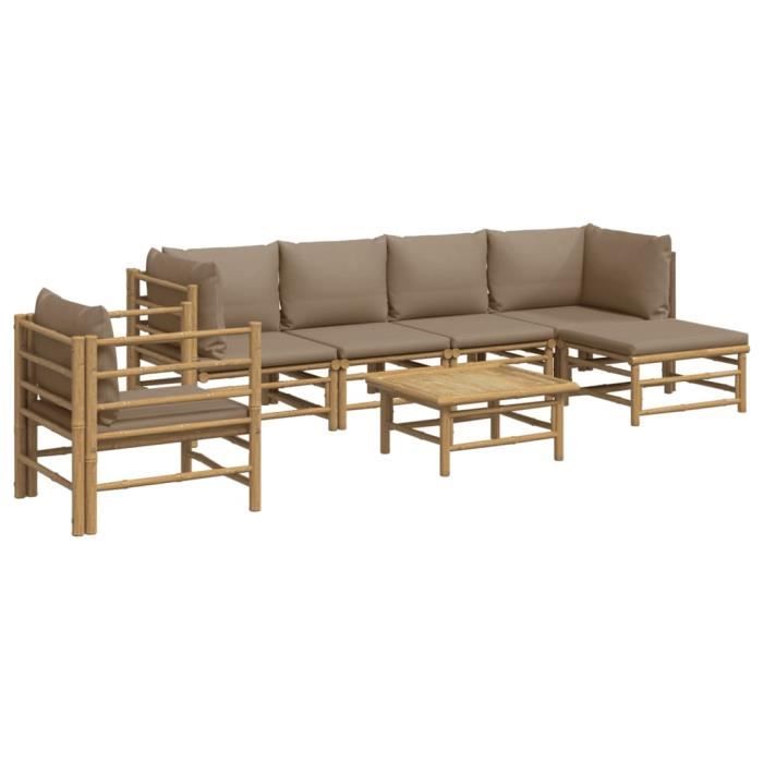 VidaXL Salon de jardin 7 pcs avec coussins taupe bambou 3155117