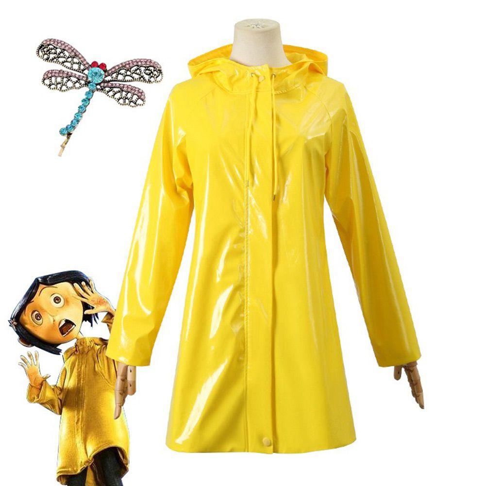 Coraline Wybie Cosplay Roupa Trench Coat Para Festa de Halloween