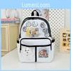 Backpack Student Simple With Transparent Compartments And Pendant Badges