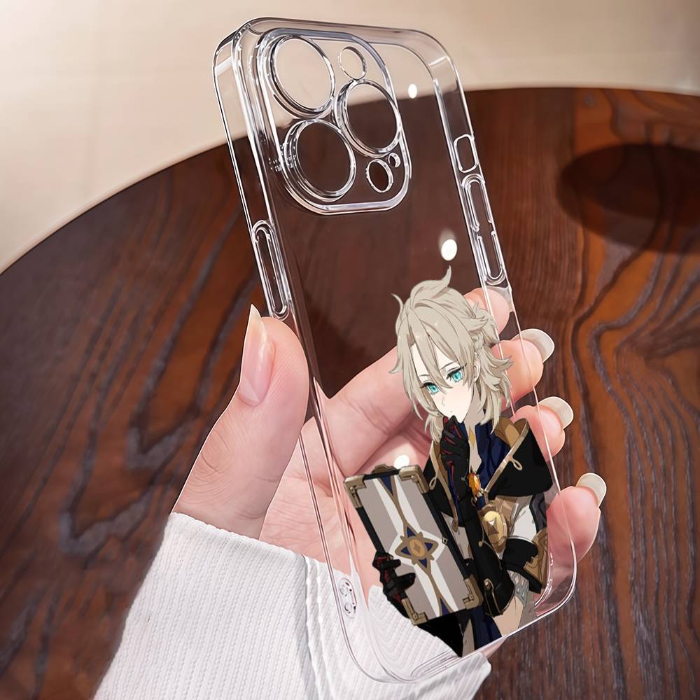 Albedo Genshin Impact Transparent Phone Case For IPhone 17 16 15 13 12 11 14 Pro Max Mini Plus Silicone Bumper