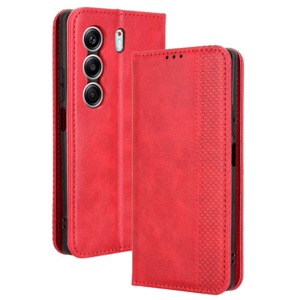 

Кожаные флип-чехлы для Tecno Camon 40 Pro 4G / 5G кожаный чехол [Flip Vintage Leather] прочные ретро-флип-чехлы Tecno Camon 40 Pro 4G/5G красный