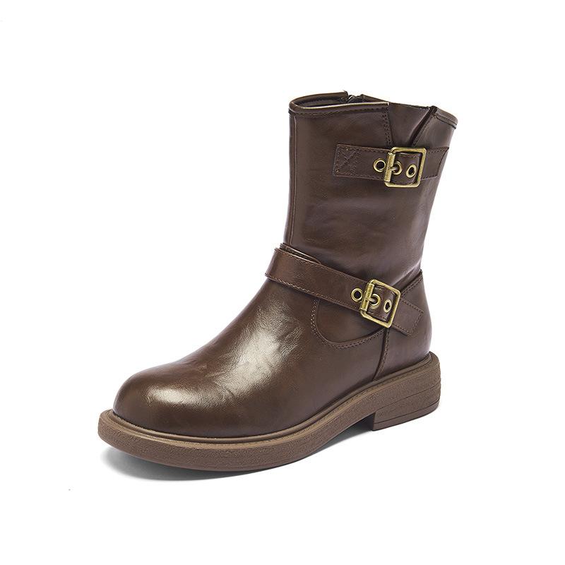 Brown Martin boots new autumn retro British style boots small platform short boots
