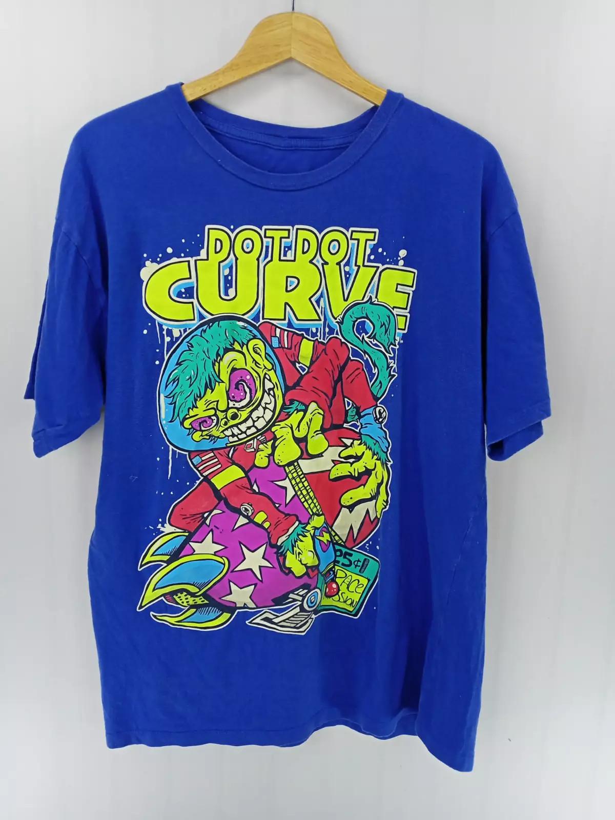 DOT DOT CURVE Band Short Sleeve Cotton Blue Full Size Unisex Shirt BM430 XXXXL