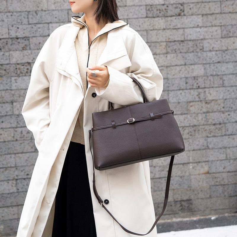 Top Layer Cowhide Crossbody Single Shoulder Large Capacity Genuine Leather Tote for Work Commuter Women's Bag All-in-one Tote Bag