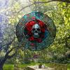 Kaijit - 1pc Mandala Inspired 2D Rose Skull Pattern Wind Spinning Wind Chime, Garden & Patio Decoration - Metal Hanging Ornament, No Battery Required
