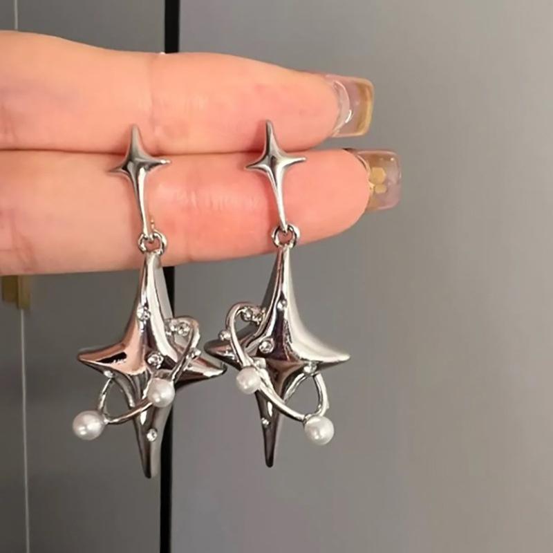 Y2K Irregular Heart Tassel Star Earrings Women Design Senior Sense of Fashion Personality Earring Trendy Party Jewelry Gift