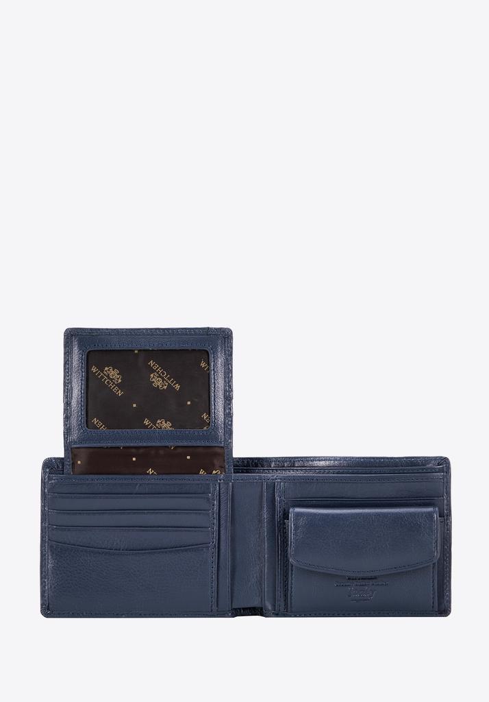 Wittchen Men's Leather Wallet With A Lapel Panel, Navy Blue, Natural Leather