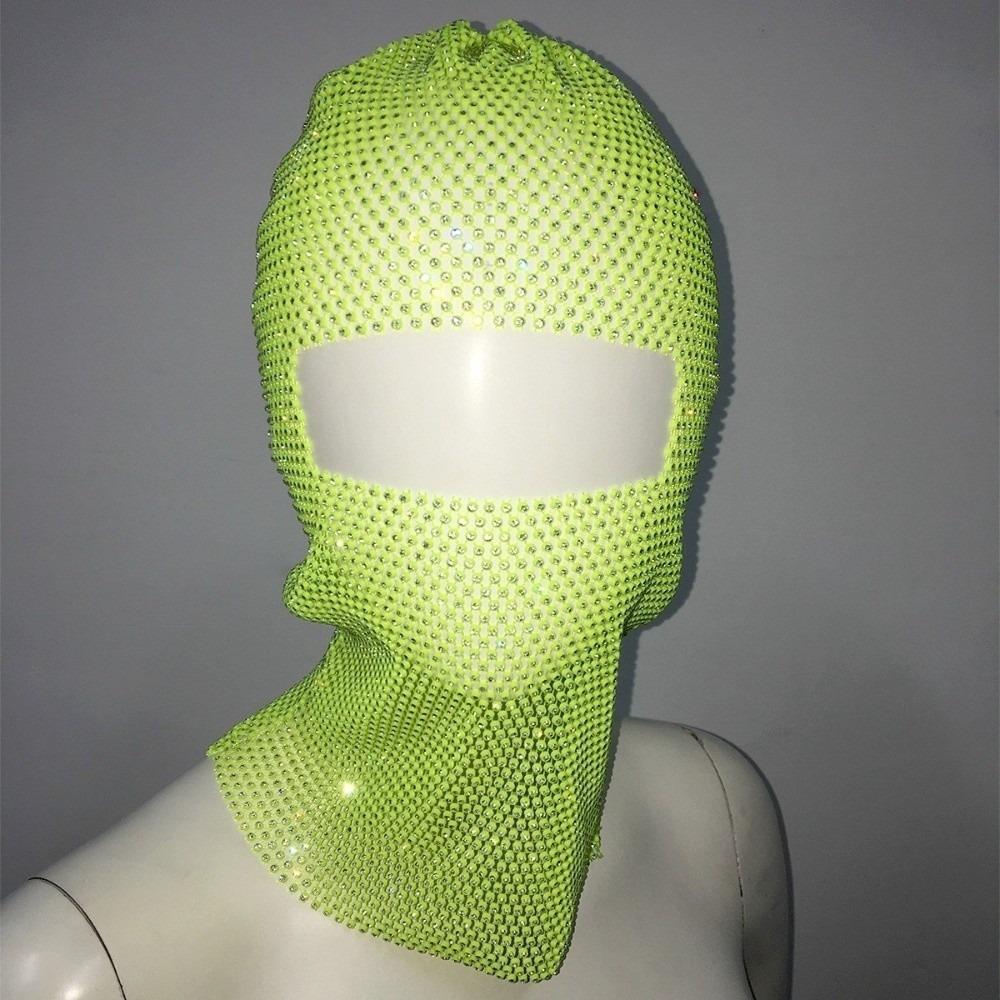 Zircon Rhinestone Head Mask Mesh Mask Turban Hat Elegant Fishnet Headhood Carnival