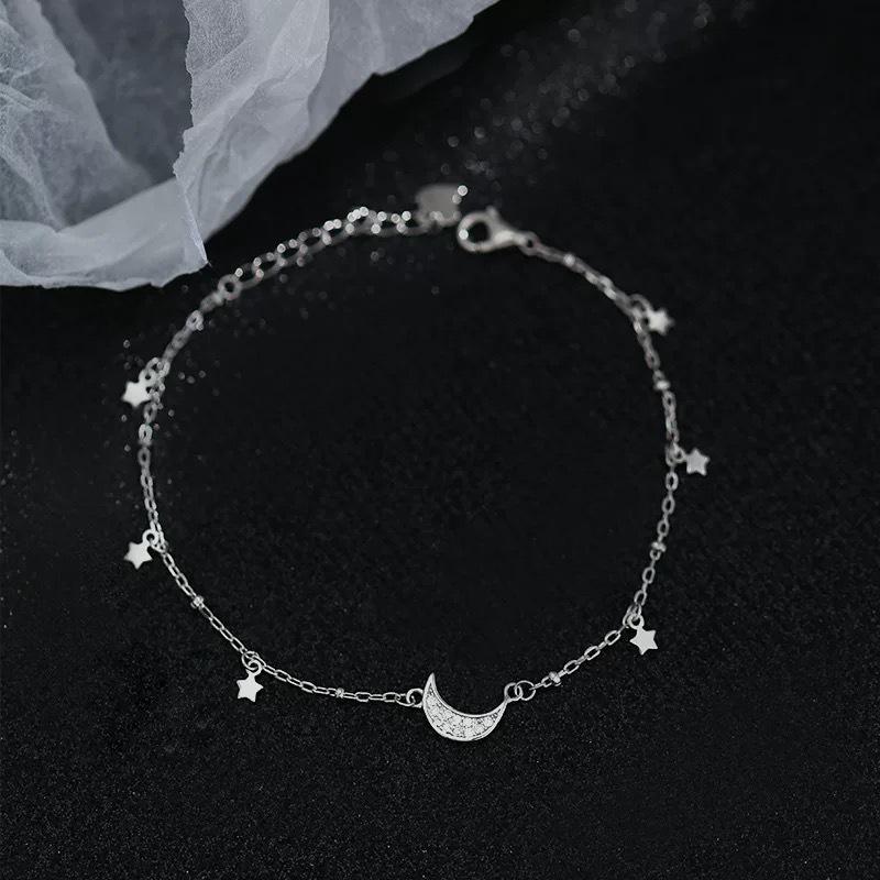 Beixi Star Moon Women s Sterling Silver Bracelet: Light Luxury Niche Design for a High-End Feel. 925 Silver звезда
