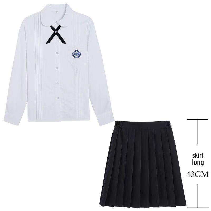 Taiwan JK School Uniform Set: White Shirt & Accordion Pleat Skirt, College Style for Summer Graduation