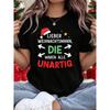 Weihnachten LIEBER WEIHNACHTSMANN, DIE WAREN ALLE UNARTIG Letter Print Damen Rundhals Frühling und Sommer Kurzarm T-Shirt