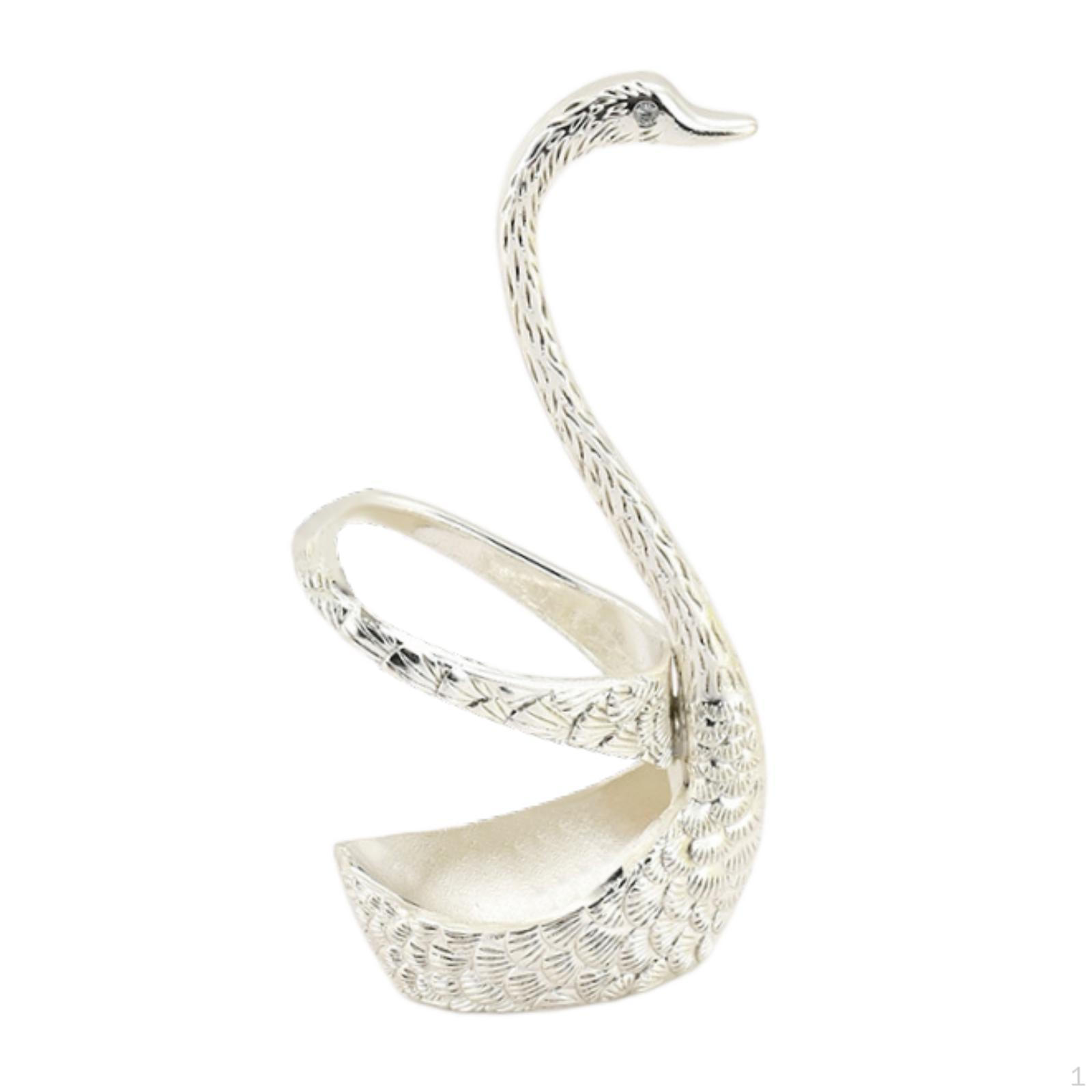 

Декоративный держатель для столовых приборов в форме лебедя серебряный