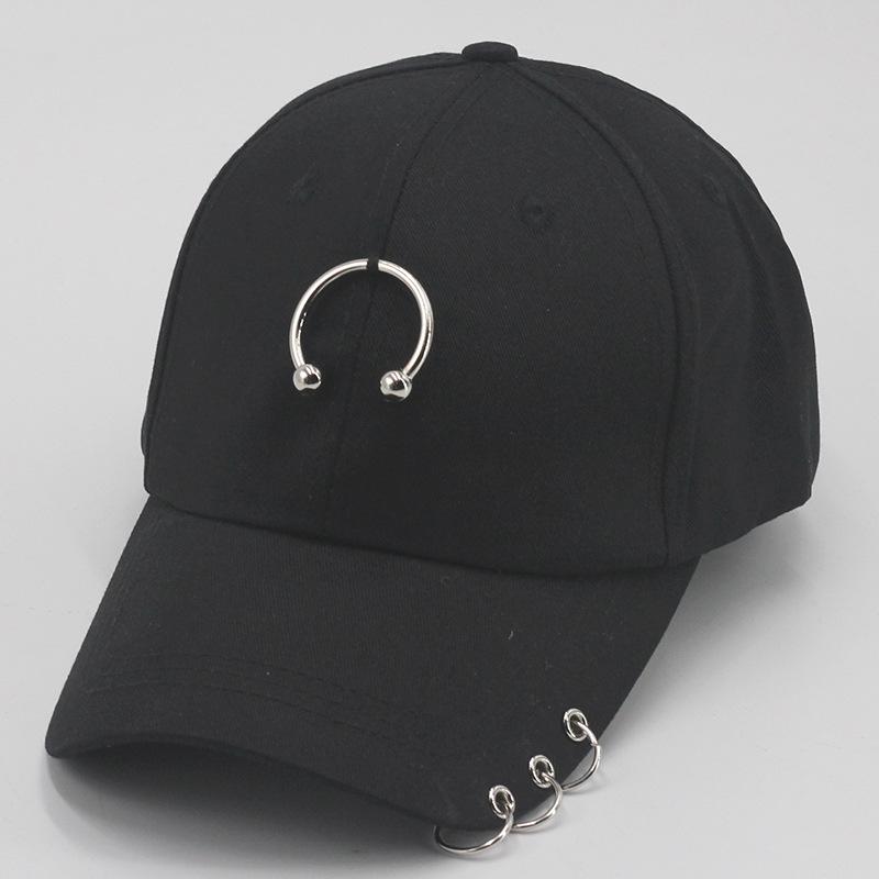 Dad Hat Creative Piercing Ring Baseball Cap Punk Hip Hop Caps Cotton Adult Casual Solid Adjustable Unisex Caps