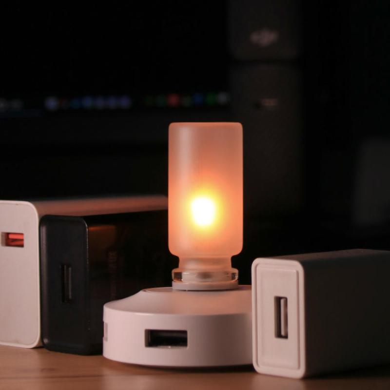 1 Set Simulated Flame Usb Flame Flickering Led Frosted Clear Glass Candle Night Light With Remote Control For Car Home Decor