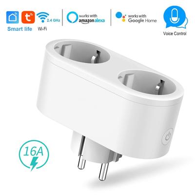 Smart Plug 2 In 1  WiFi Smart Plug 16A EU Smart Socket with Monitor Timer Smart Life APP Controlled by Alexa  Voice