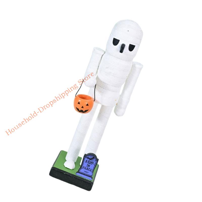 Halloween Wooden Figurine 25cm Seasonal Decor Christmas Nutcracker Figures Statue For Shelves Tables Children's Gifts
